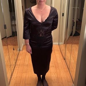 Dolce & Gabbana black satin evening dress in size 46EURO 10US